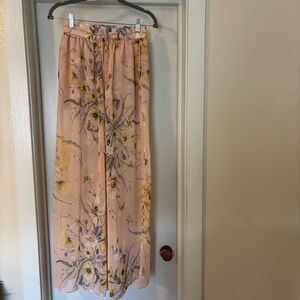 H&M Floral Flowy Wide leg pants in Pink and Yellow